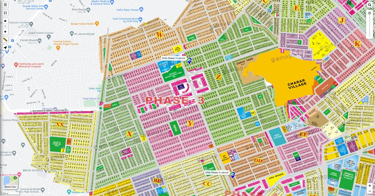 DHA Lahore Phase 3 High Resolution Map Emap Pk