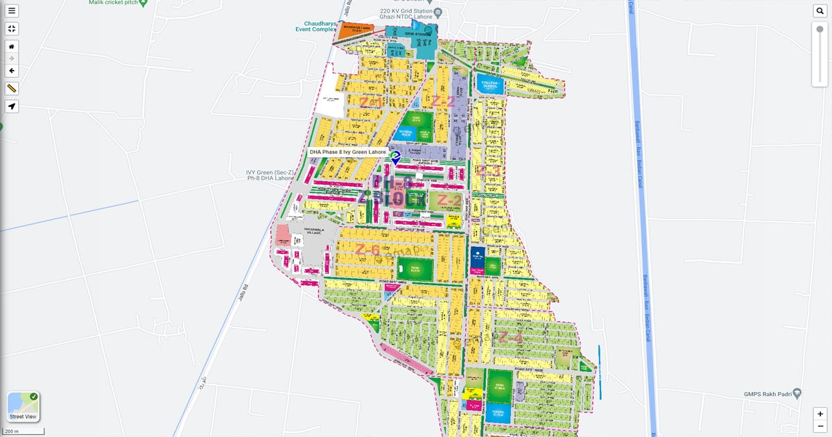 DHA Lahore Phase 8 Ivy Green Map New Emap Pk