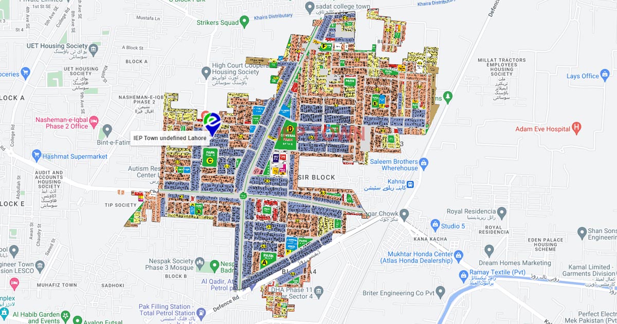 IEP Town Lahore Map Engineers Town Map HD Emap Pk