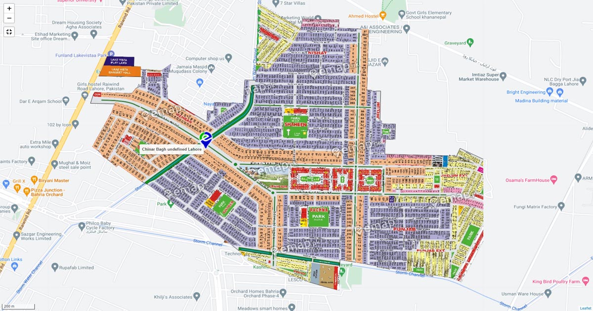 chinar-bagh-housing-scheme-map-lahore-location-map