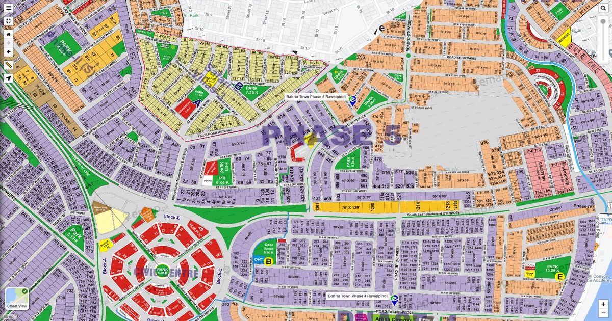 Bahria Town Phase 5 Islamabad Map | Location Map