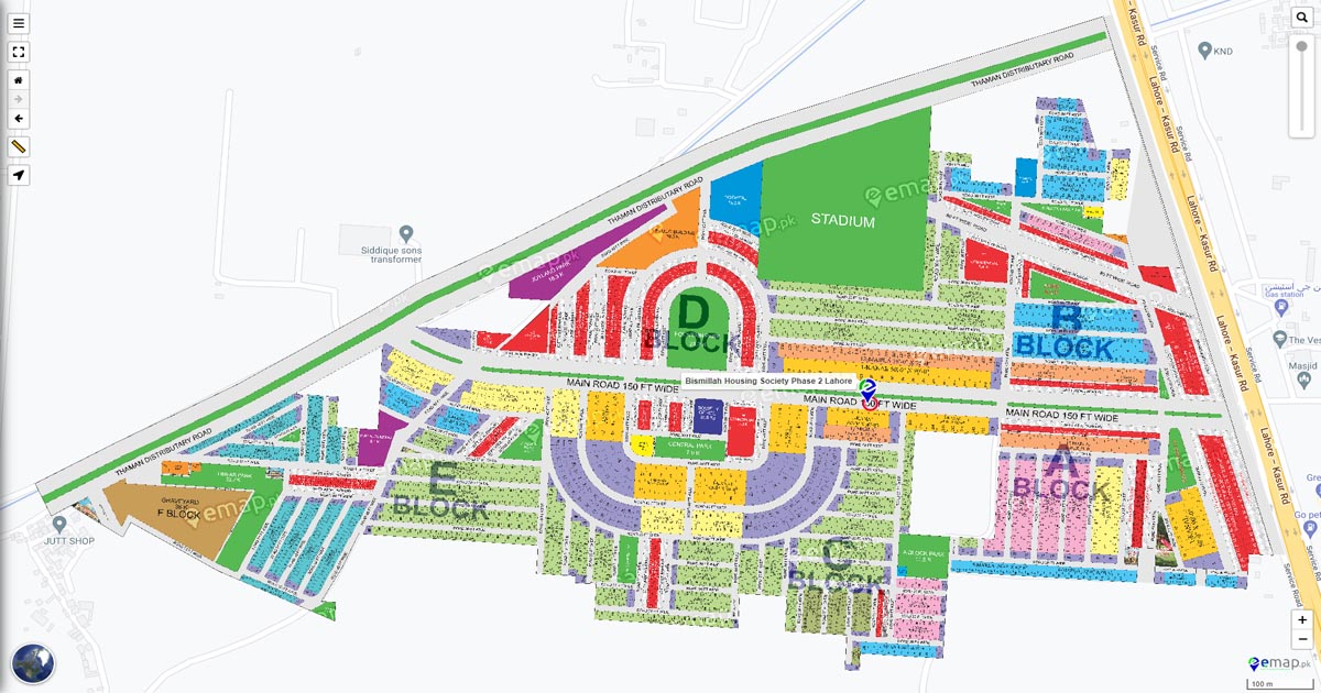 bismillah-housing-society-phase-2-lahore-with-satellite-view