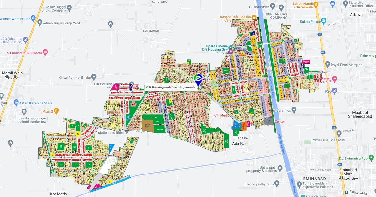 citi-housing-gujranwala-map-updated-location-map