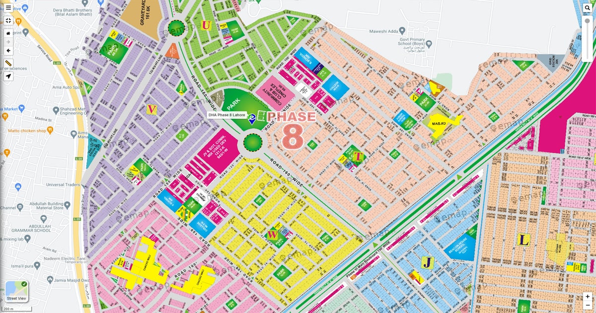 Dha Phase 8 Lahore Map 