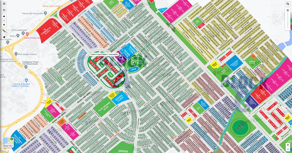 Faisal Town Map Islamabad Phase 1 | Location Map