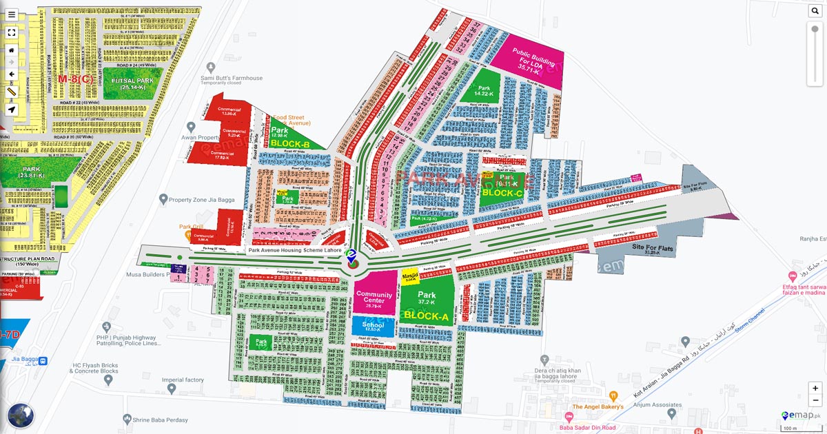 park-avenue-housing-scheme-map-lahore-with-satellite-view