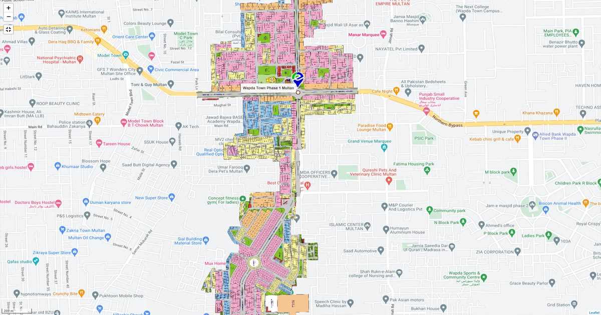 Wapda Town Multan Phase 1 Map high resolution emap.pk