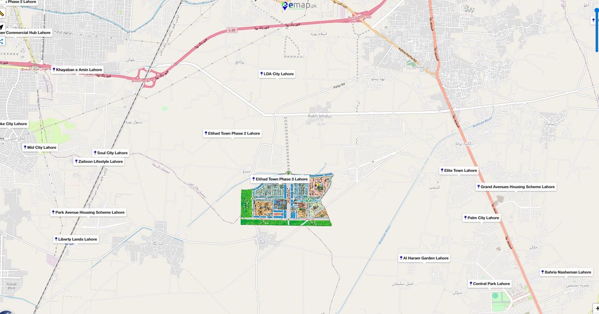 Etihad Town Phase 3 Location Map